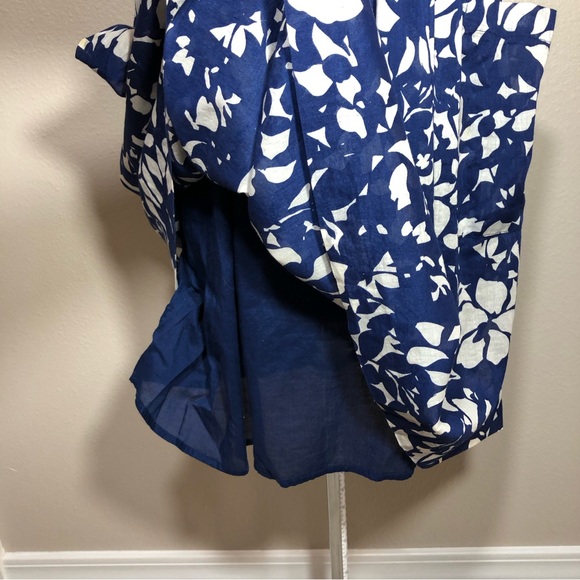 American Eagle Cotton Blue Ivory Flowy Skirt Pockets Floral Straps Lined Dress 6 - Picture 6 of 13